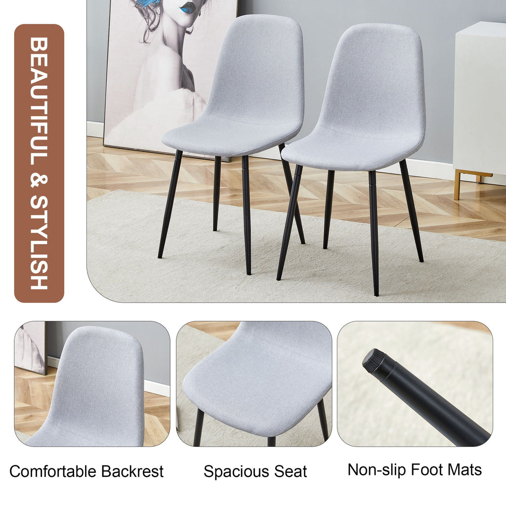 Modern Medieval Style Cushioned Side Chairs Set With Metal Legs For Kitchens
