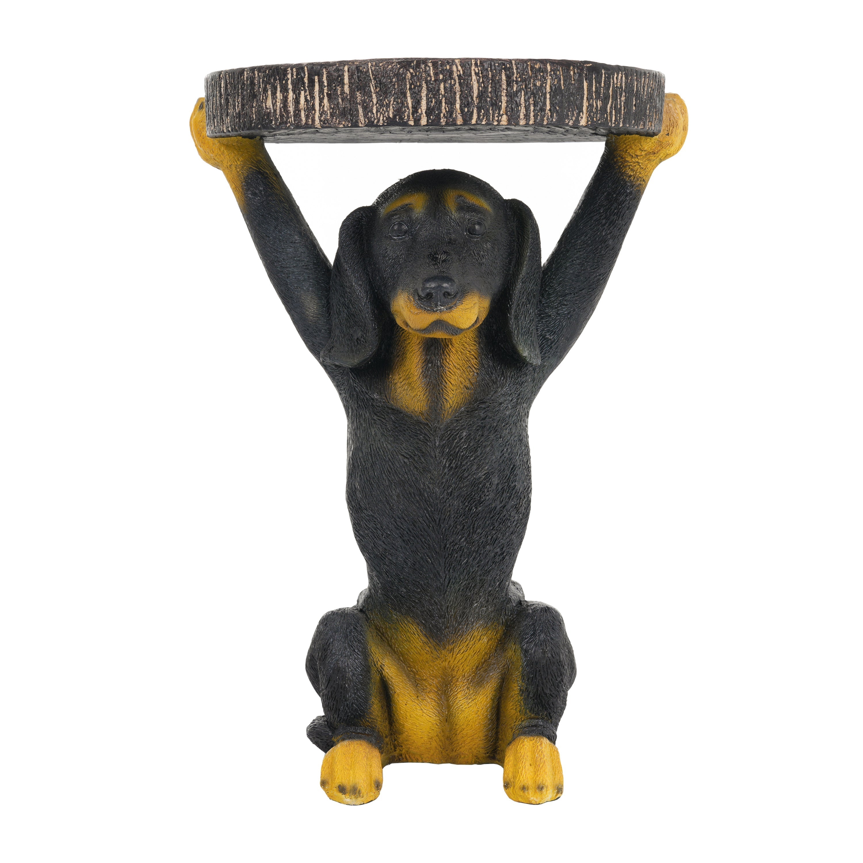 22.17'H Black Dog Side Table Pedestal End Table Stool