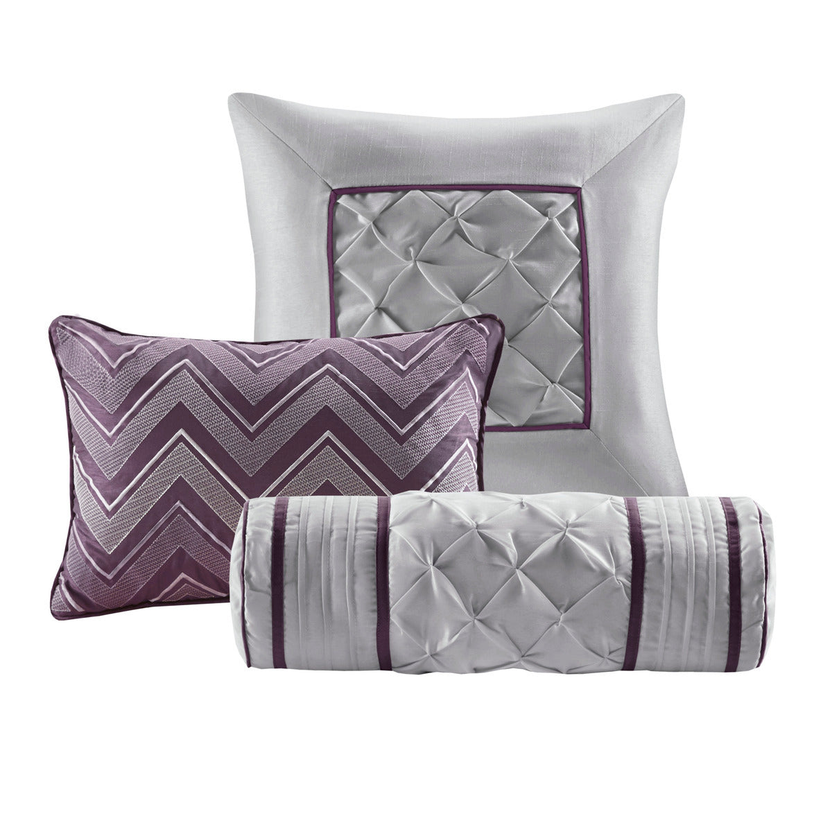 7 Piece Tufted Comforter Set Plum Full