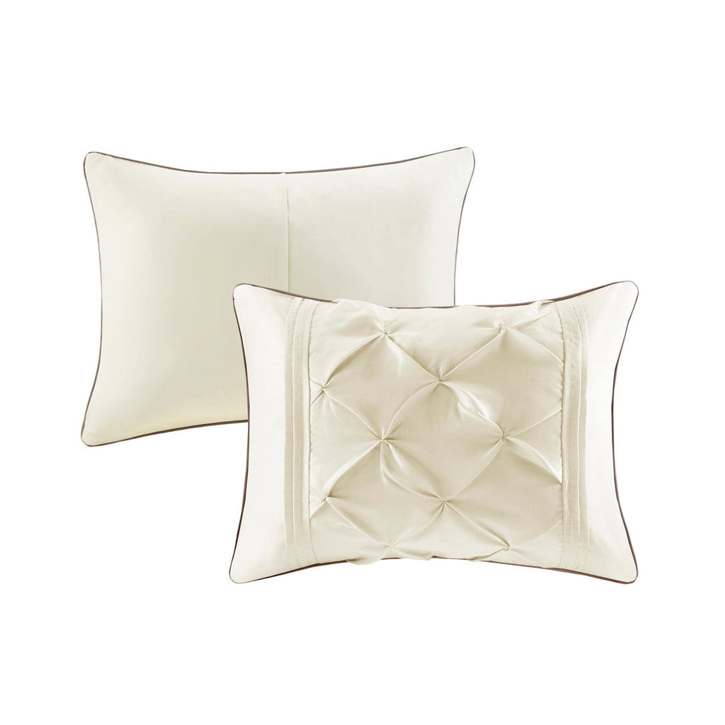 7 Piece Tufted Comforter Set Ivory Queen