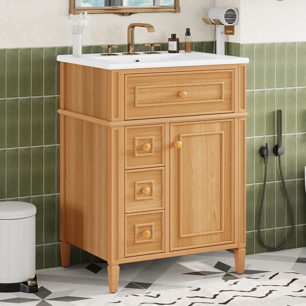 Bathroom Vanity With Sink, Cabinet With Flip Out Drawer and Soft Close Drawers