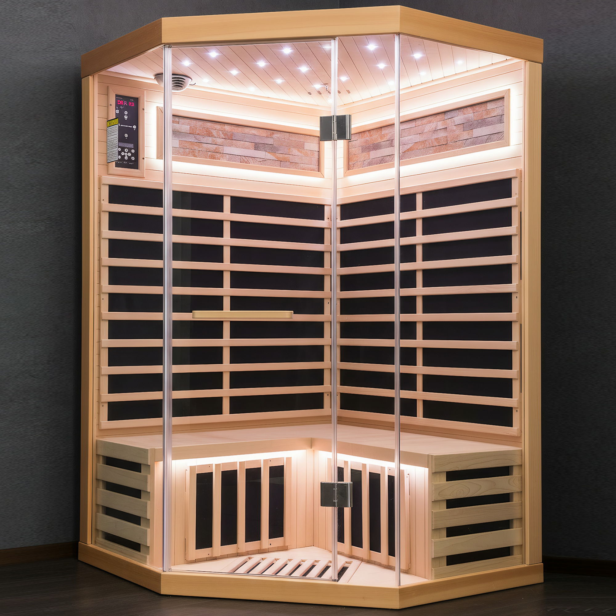 Double Sauna Room With Carbon Heating Plates - White Oak