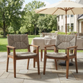 Durable Outdoor Dining Chair Set with Acacia Wood Frame and Wicker Seat