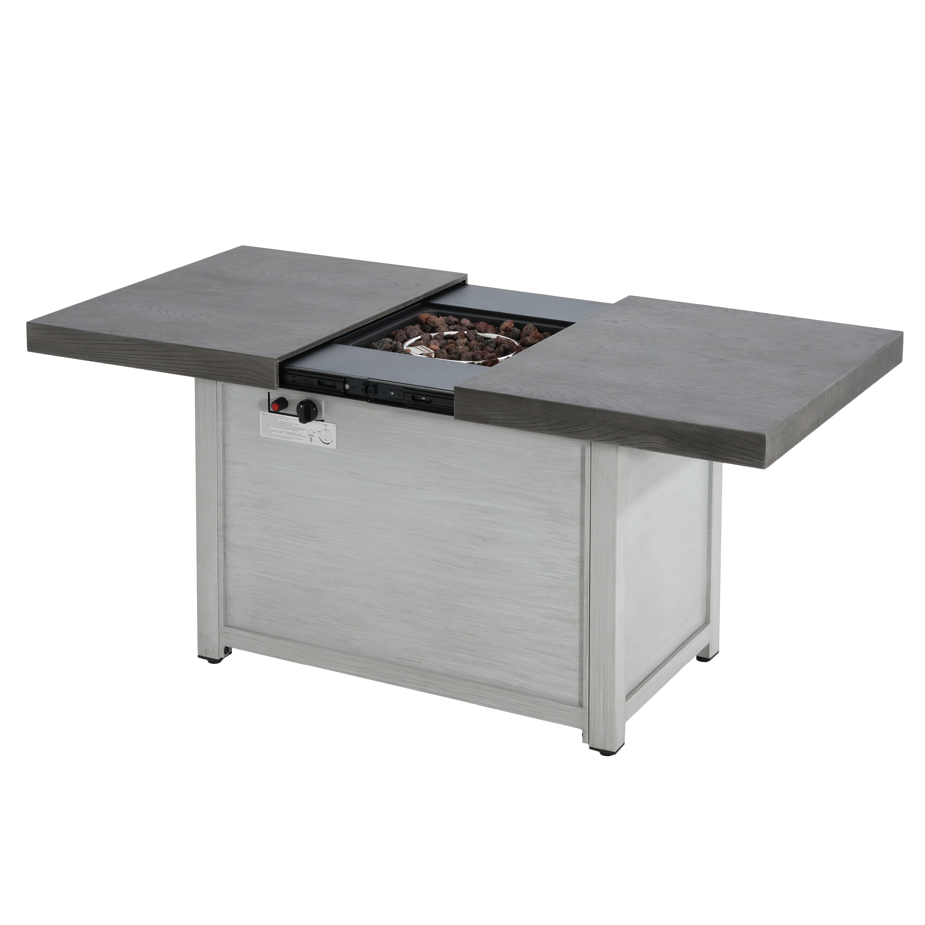 Extendable Rectangle Aluminum Alloy Fire Pit Table, 50,000 BTU