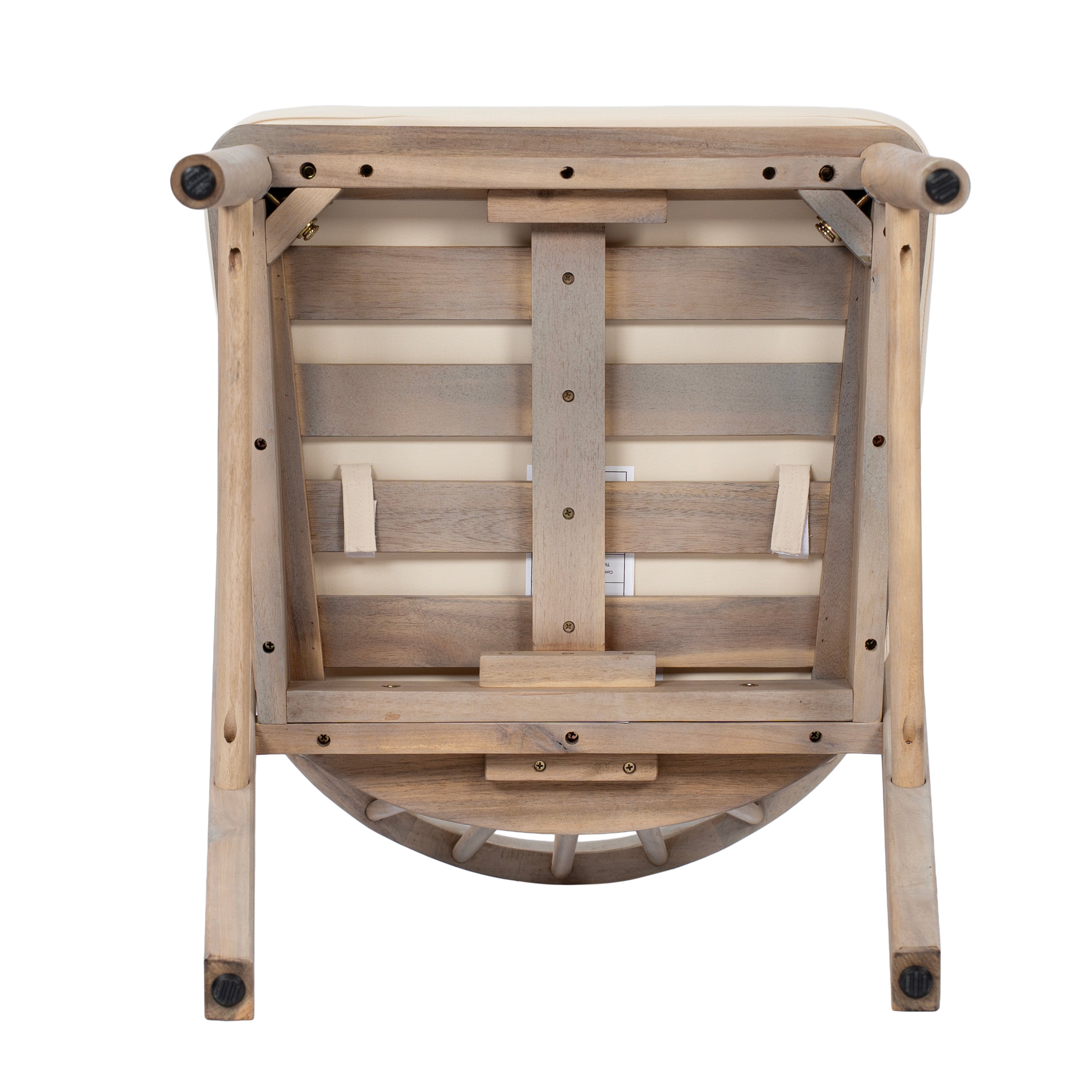 Outdoor Dining Chairs Set of 2 with Acacia Wood and Cream Washable Cushions