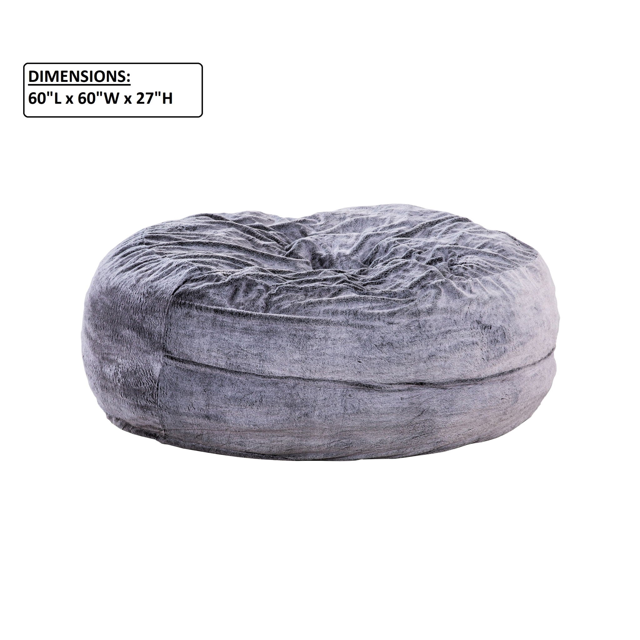 Classic 5Ft Memory Foam Bean Bag Chair, Soft Comfort Lounger - Purple