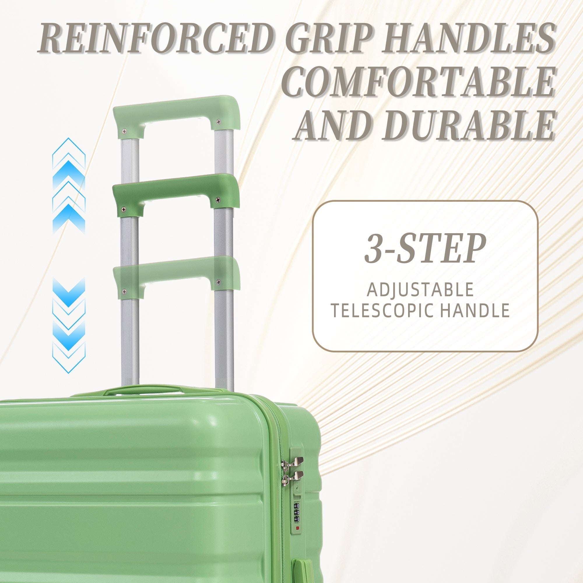 HIFINE Tourist 3-Piece Spinner Wheel Luggage Set in Green