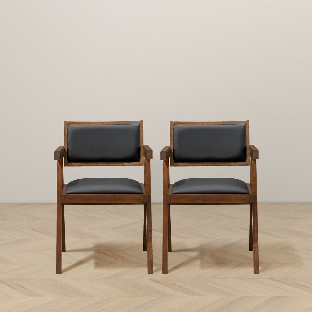 Athena - Dining Chair (Set of 2) - Black / Brown