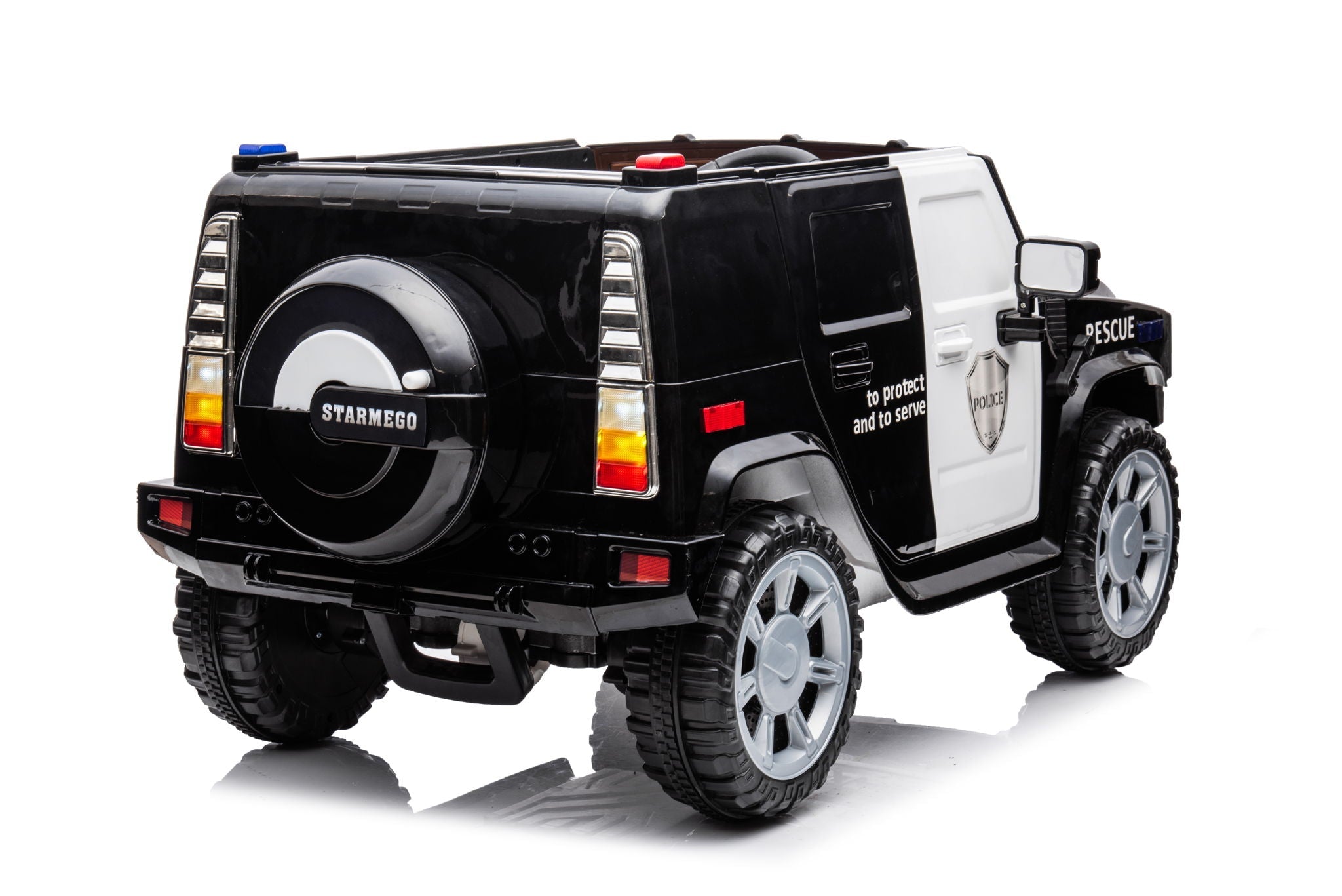 12V7A 30W*2 Four-Wheel Drive Seat One Button Start, Forward And Backward, High And Low Speed, Music, Front Light, Power Display, Two Doors Can Open, 2.4G R / C, Seat Belt Four Wheel Absorber