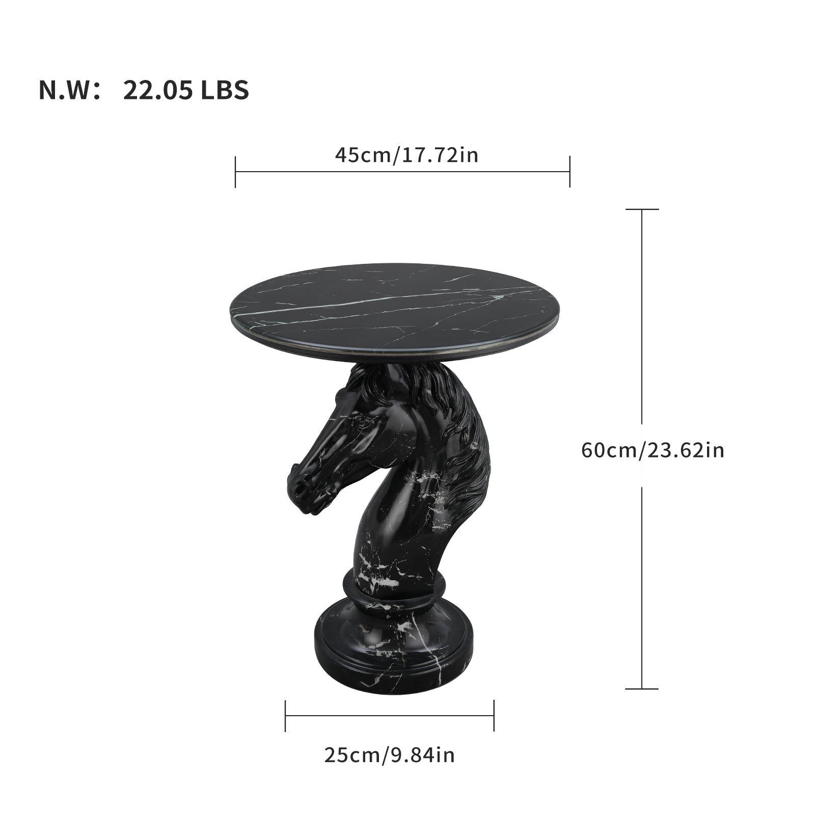 Horse Head Accent Table Animal Statue End Table