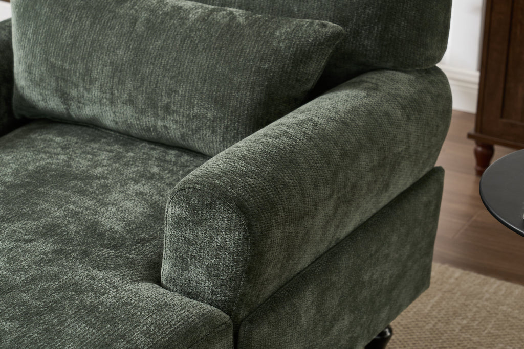 Modern Chaise Lounge Upholstered Sofa Recliner Chair in Green