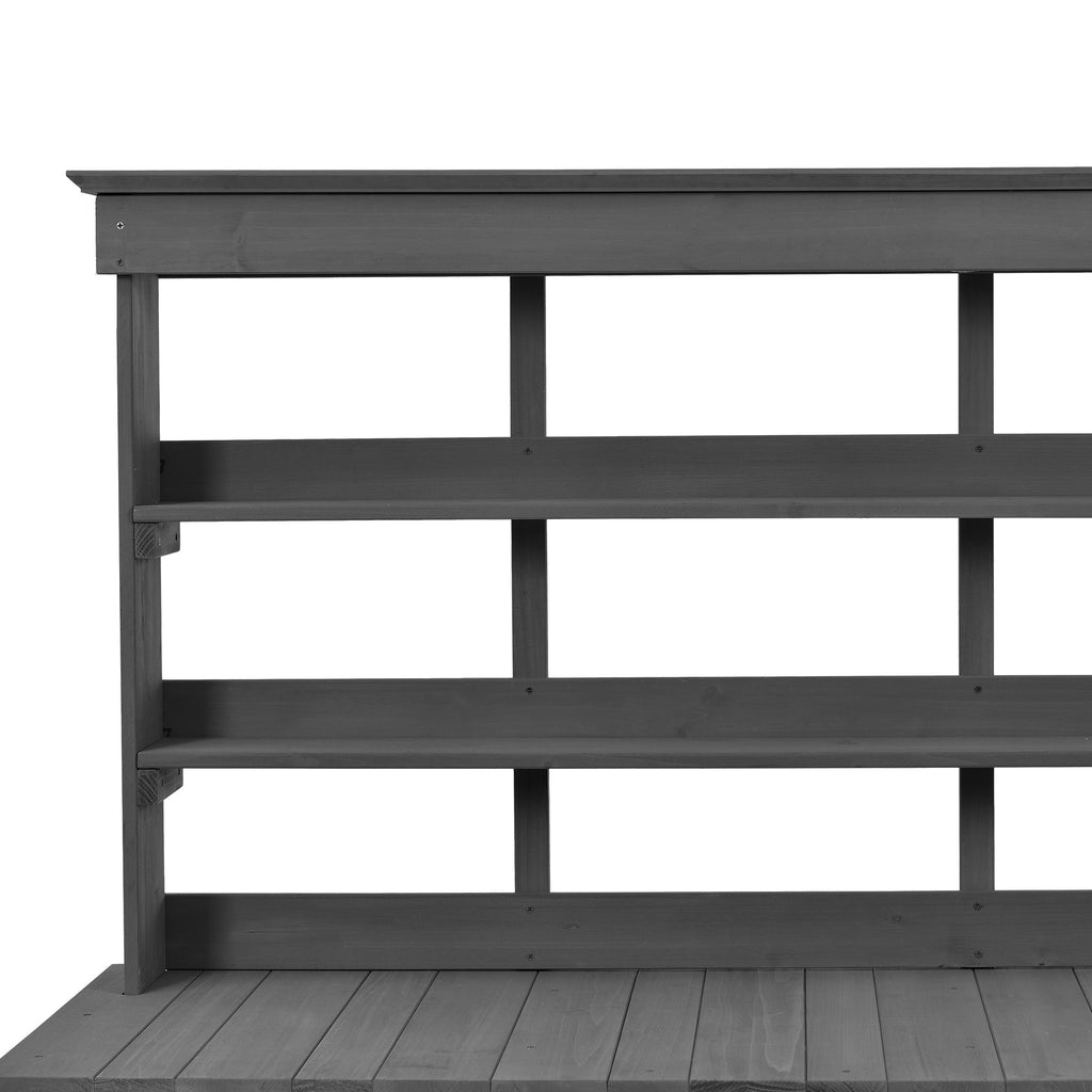 Topmax 66'' Large Outdoor Farmhouse Wooden Potting Bench Table