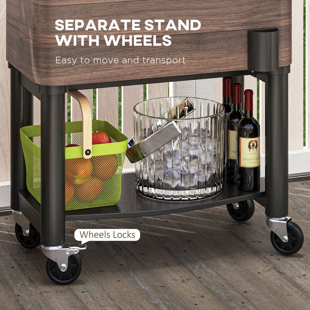 Outsunny Outdoor Cooler Cart, Rolling Beverage Ice Chest