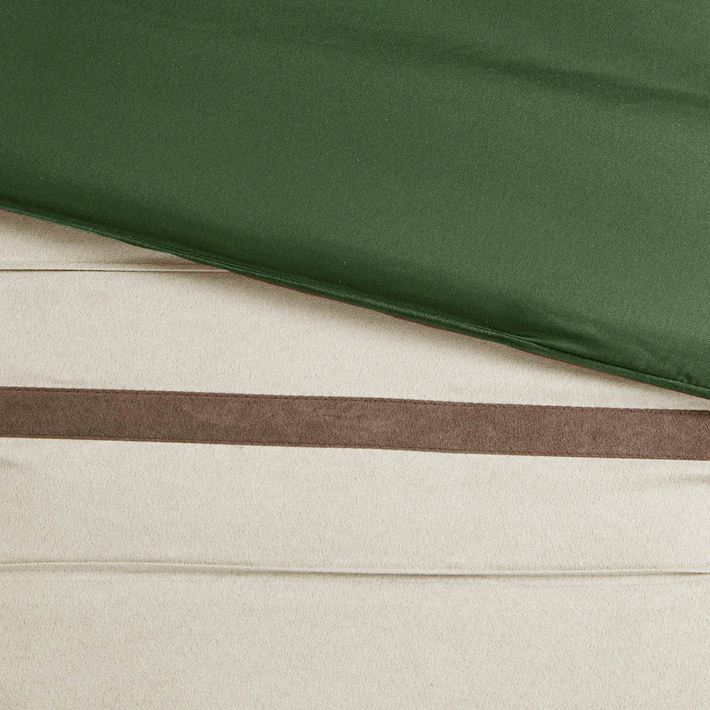 7 Pc Faux Suede Comforter Set Green King