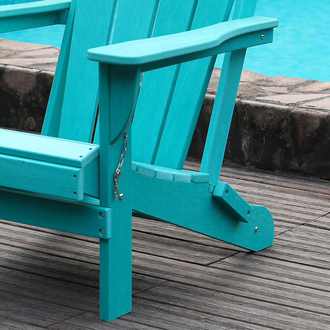 Adirondack Folding Chair with Dual Cup Holders - Lake Blue