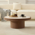 35.43 Inch Coffee Table with Sintered Stone Tabletop in Walnut