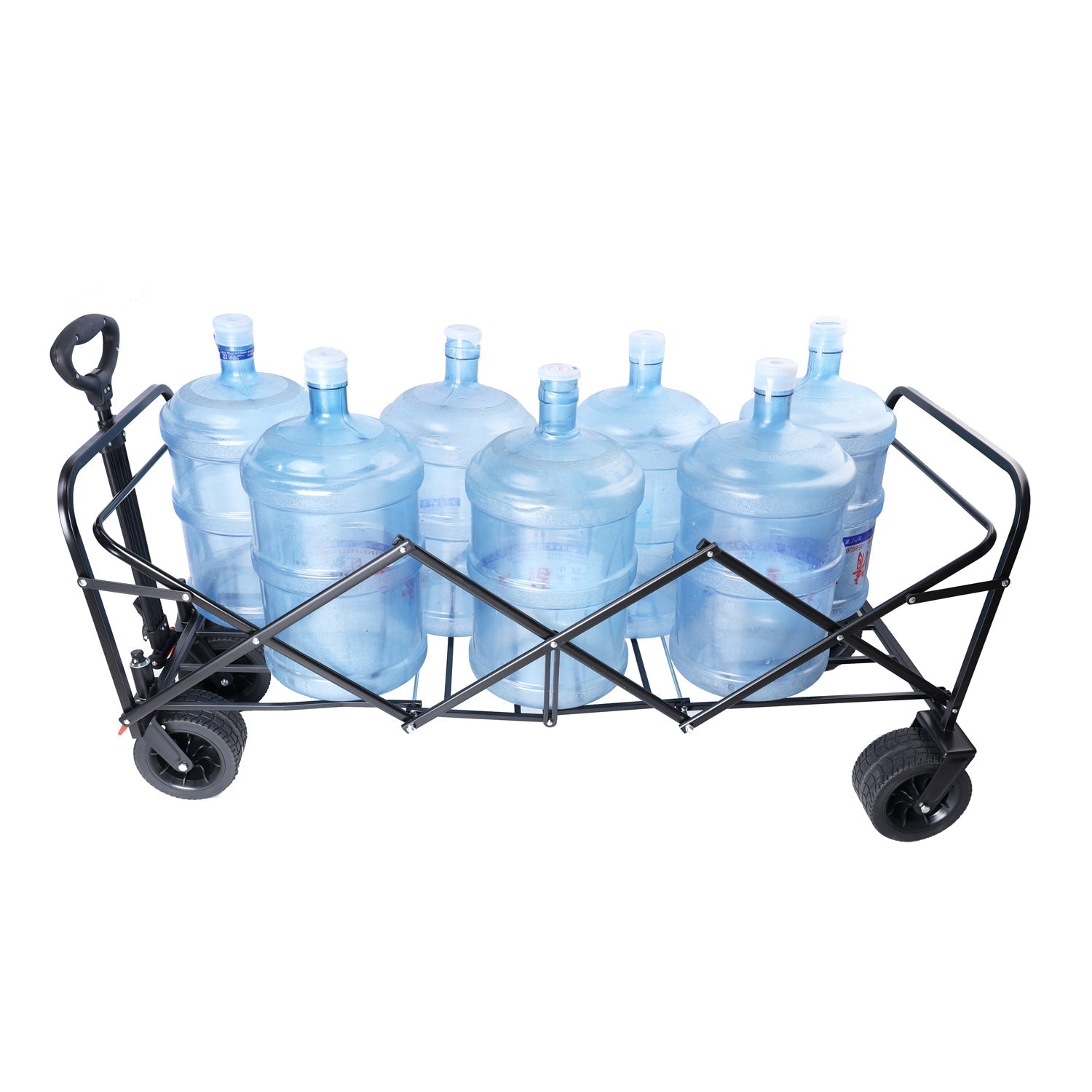 Big Large Capacity Folding Wagon Cart with Extender (Black + Orange)