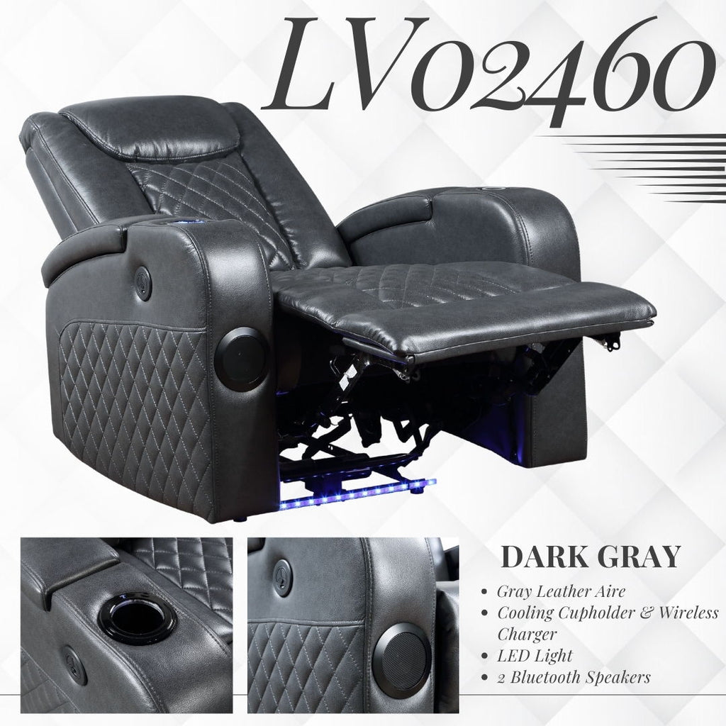 Alair Leather Aire Power Motion Recliner with Bluetooth and Wireless Charger