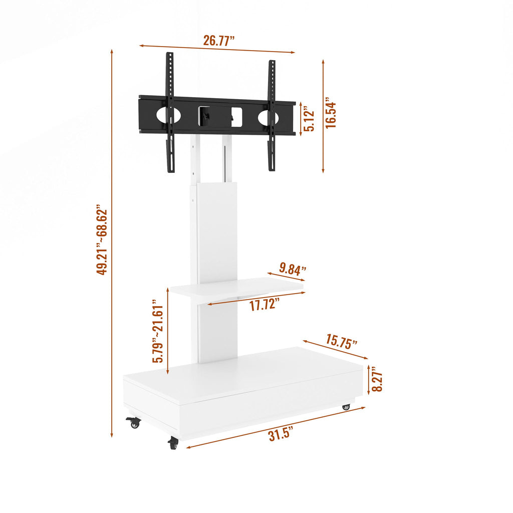 Adjustable Height Mobile TV Cart