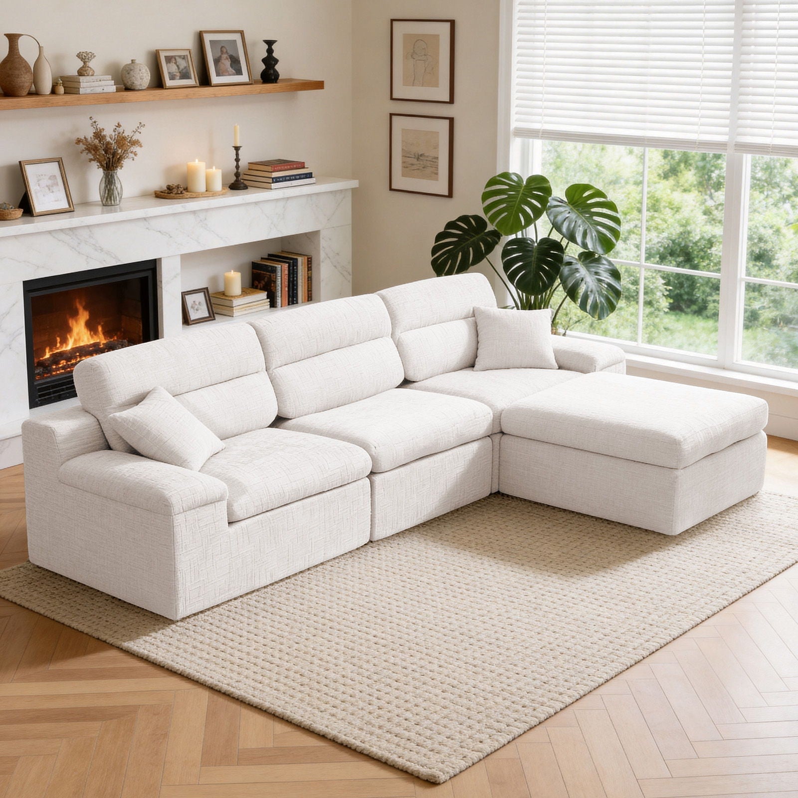 Corner Chaise Sofa With High Backrest