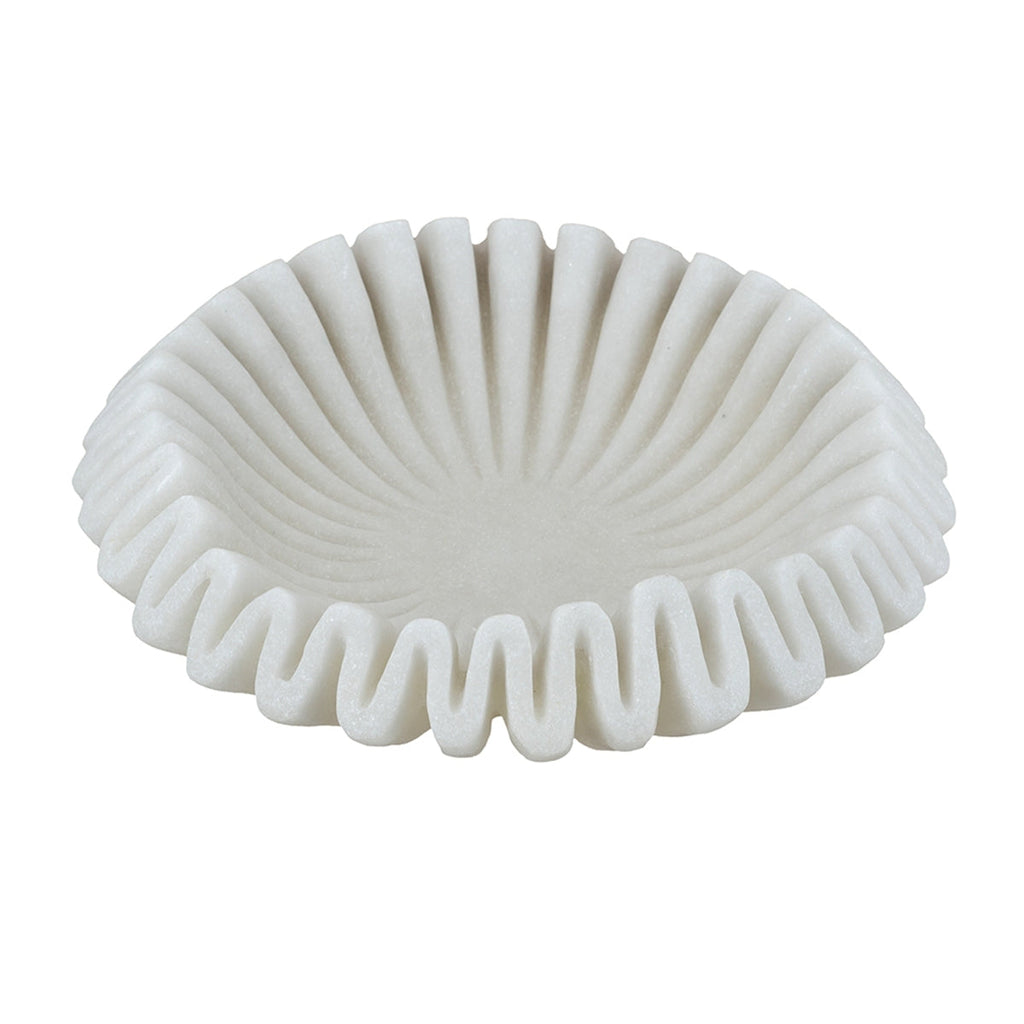 D9.5x2.5' Wavy Sand and Resin Bowl with Textured White Finish