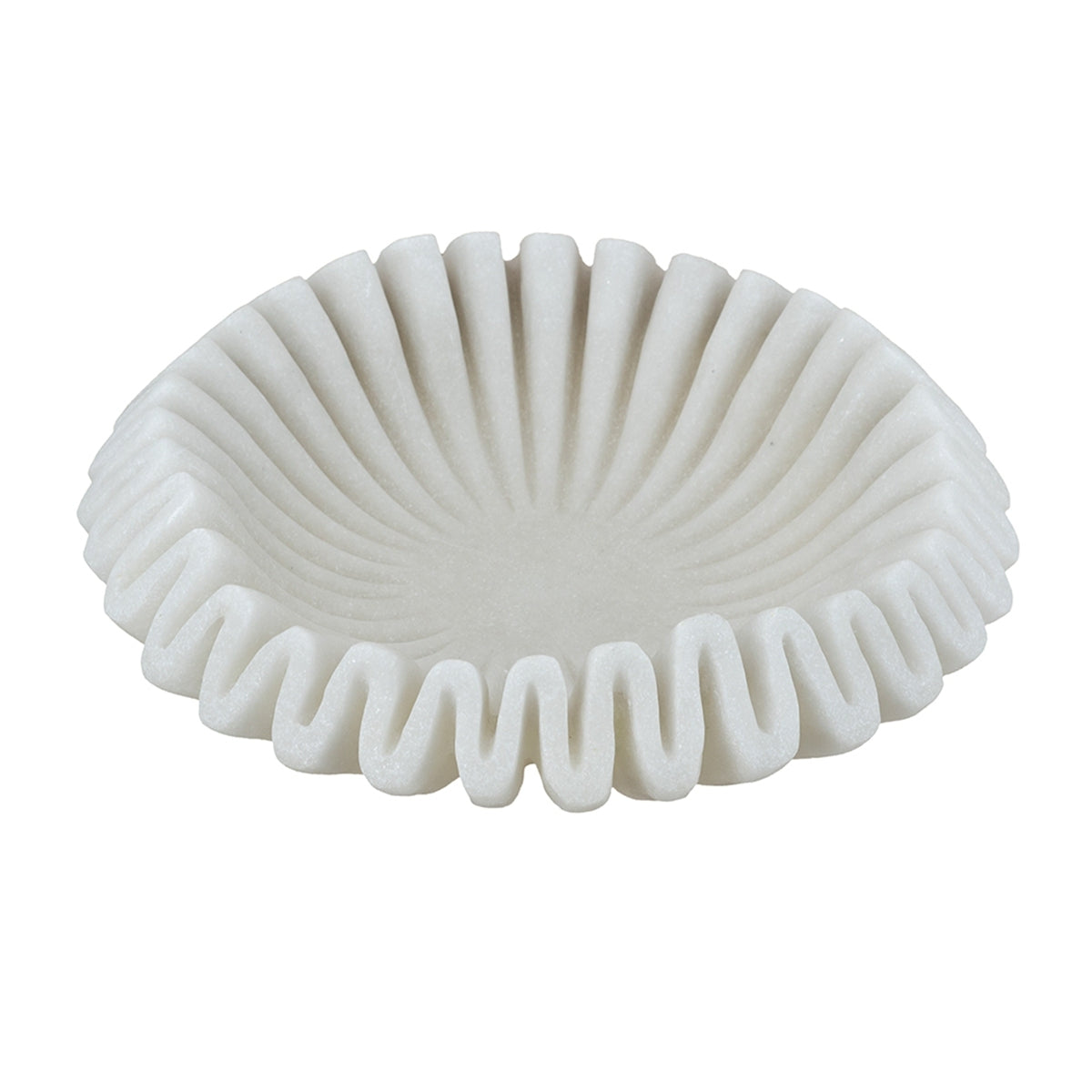 D9.5x2.5' Wavy Sand and Resin Bowl with Textured White Finish