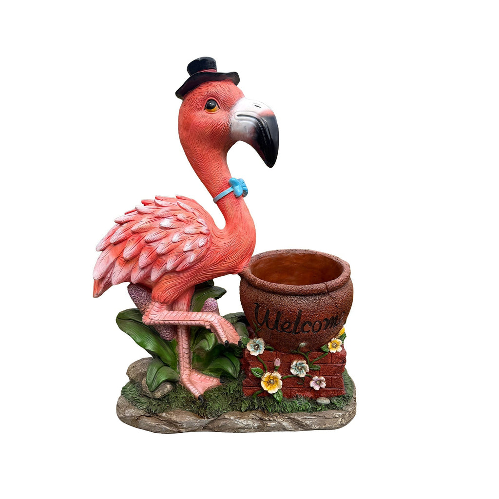Outdoor Garden Sculpture Flamingo Flower Pot Planter