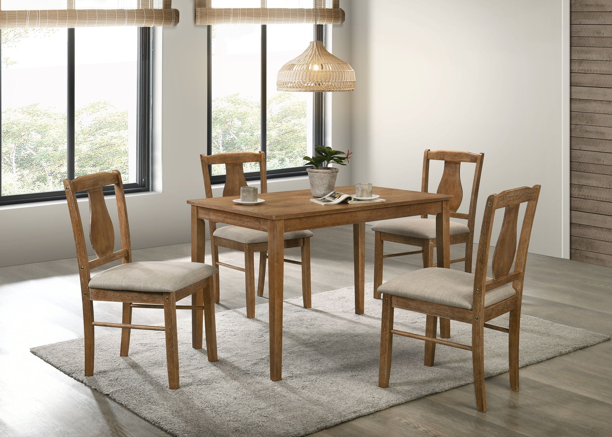 Kayee 5 Pieces Pack Dining Set - Weathered Oak