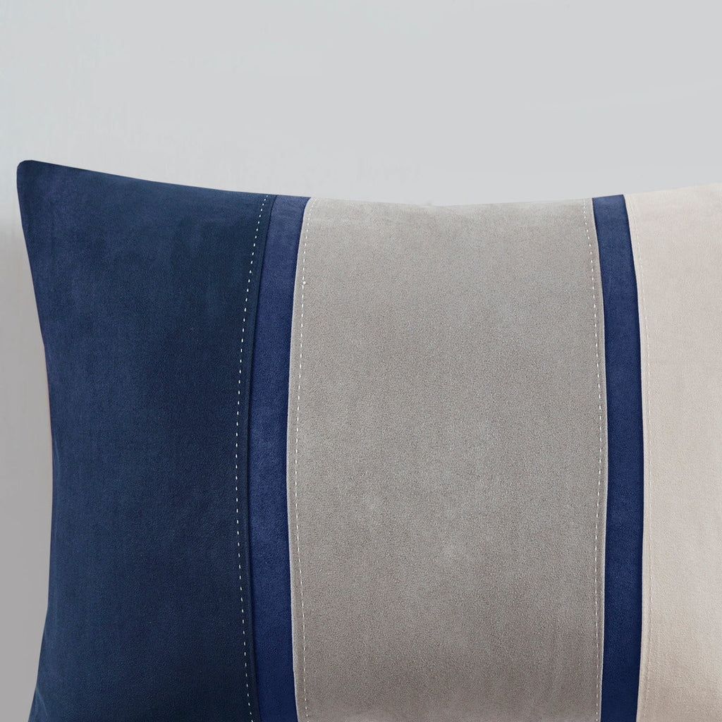 7 Piece Faux Suede Comforter Set Blue Queen