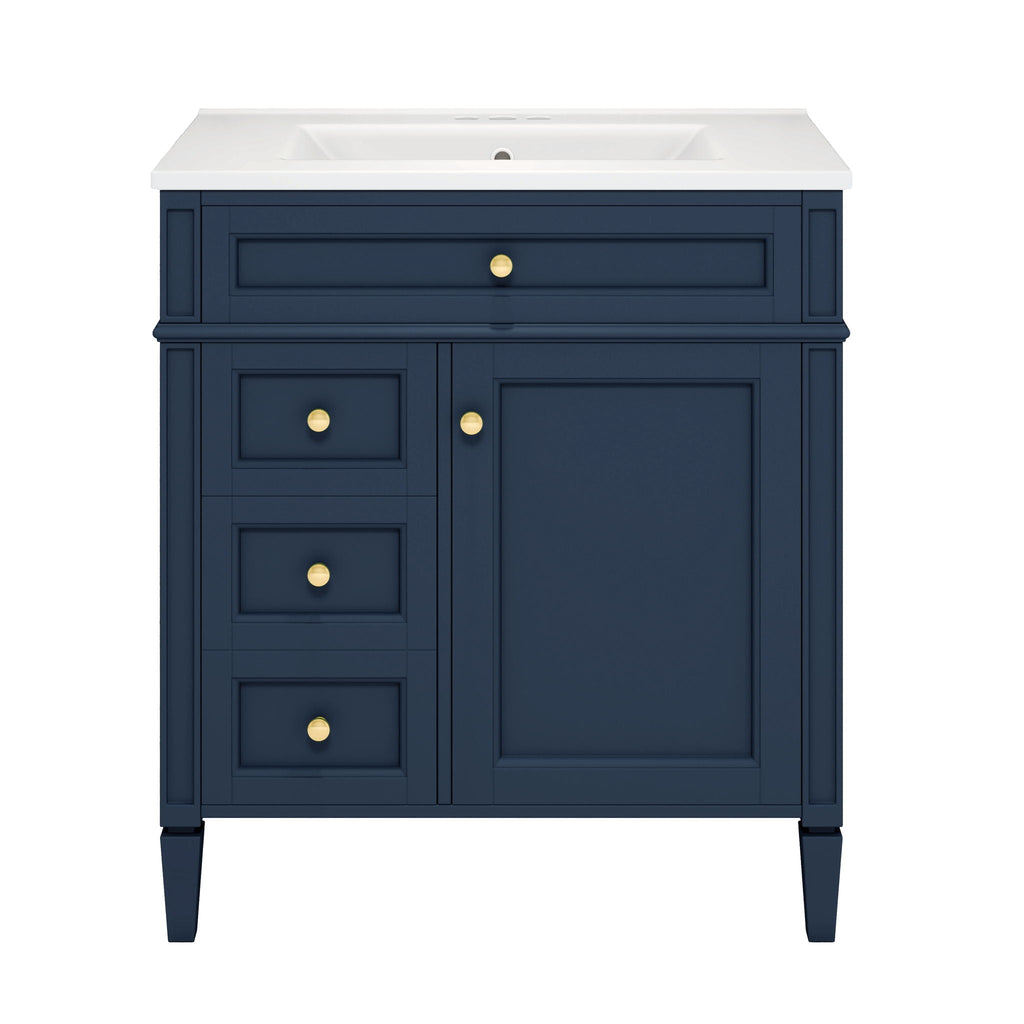 Bathroom Vanity With Top Sink, Storage Cabinet With 2 Drawers, Tip Out Drawer