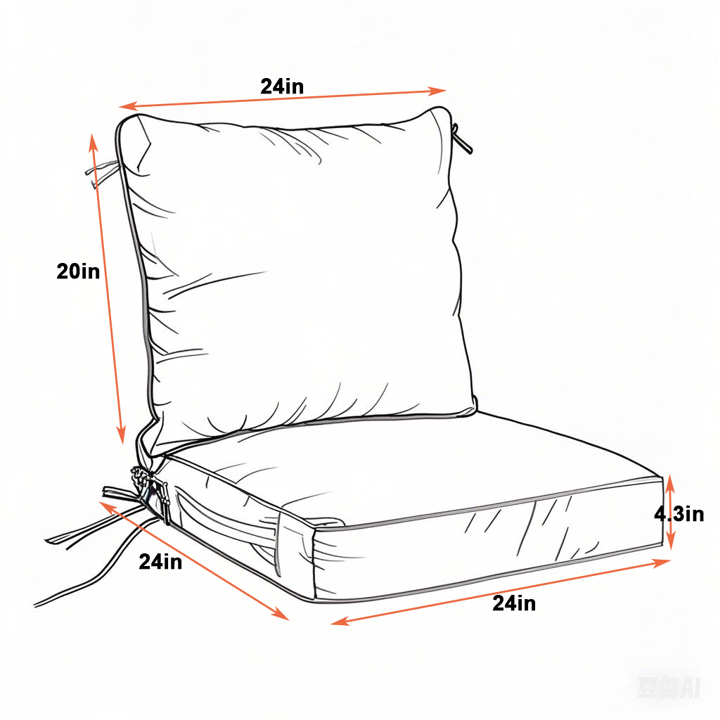24x24 Inch Outdoor Deep Seat Cushion Set