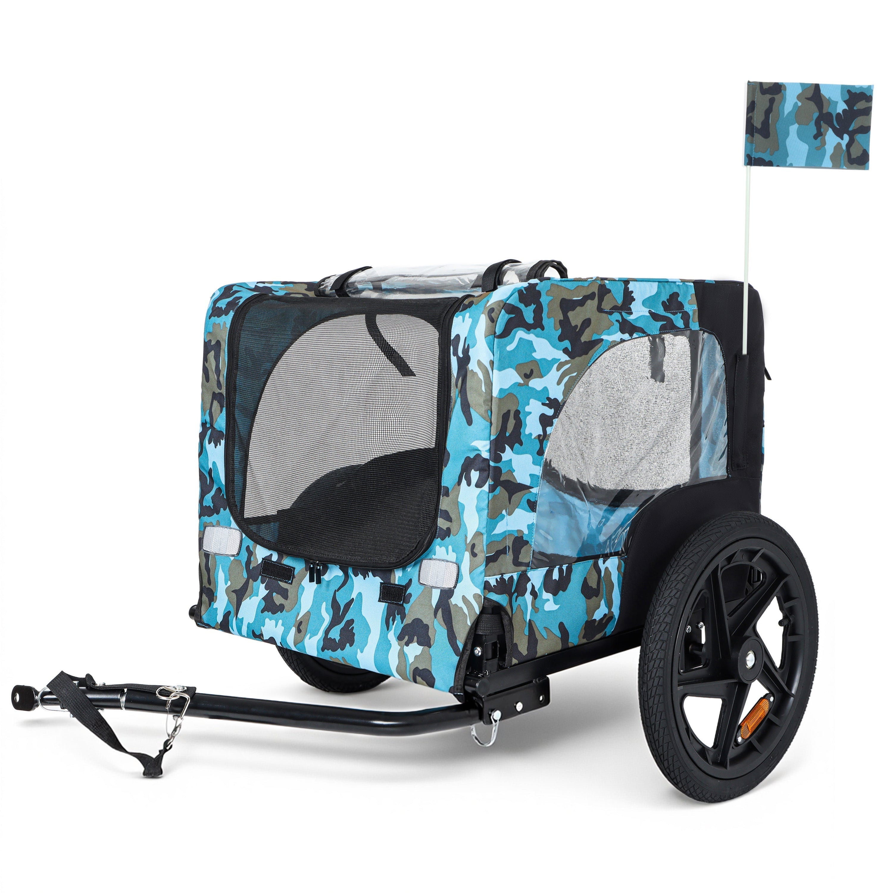 Outdoor Heavy Duty Collapsible Pet Bike Trailer with 16-Inch Wheels