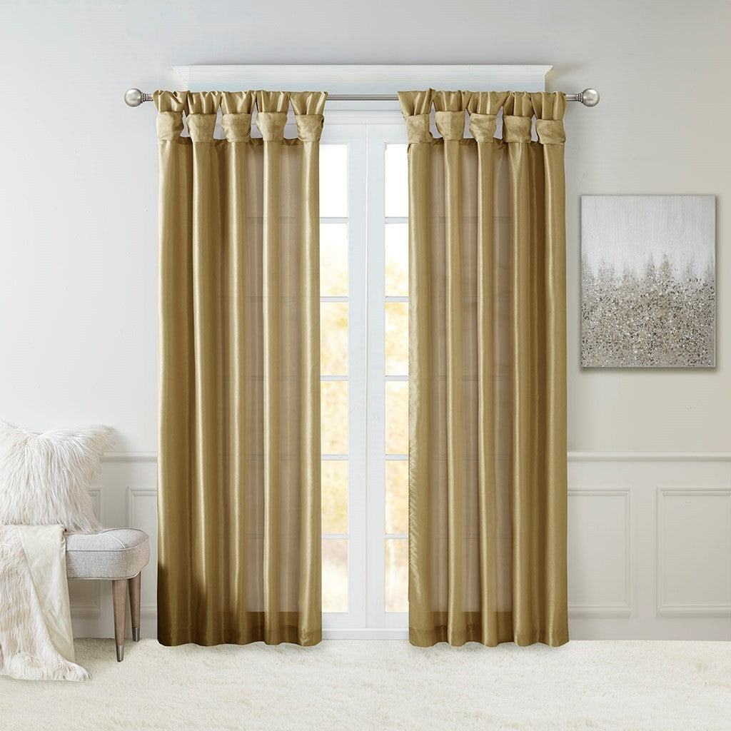 Twist Tab Lined Window Curtain Panel Bronze 50x84
