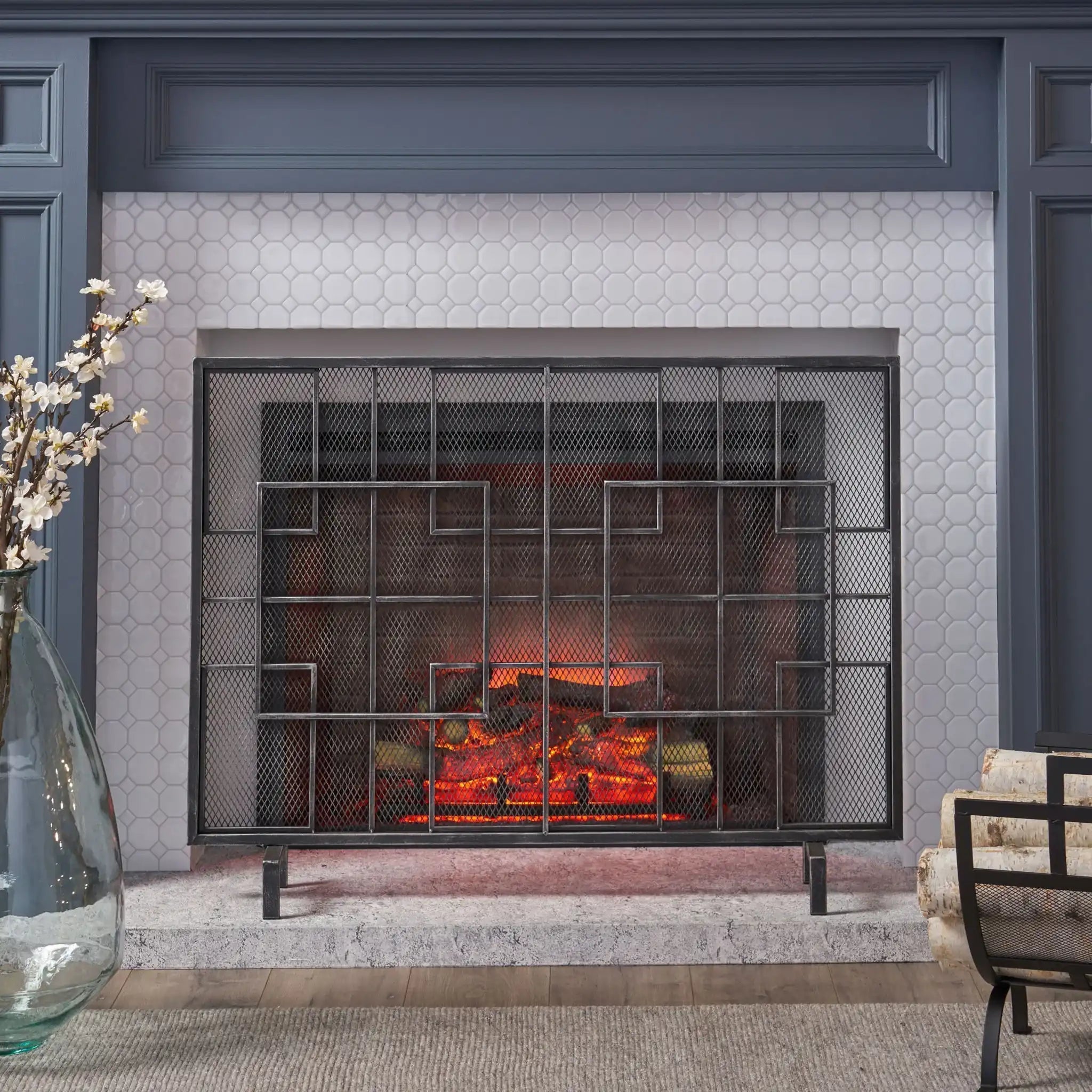 Dorothy Modern Single Panel Iron Fire Screen