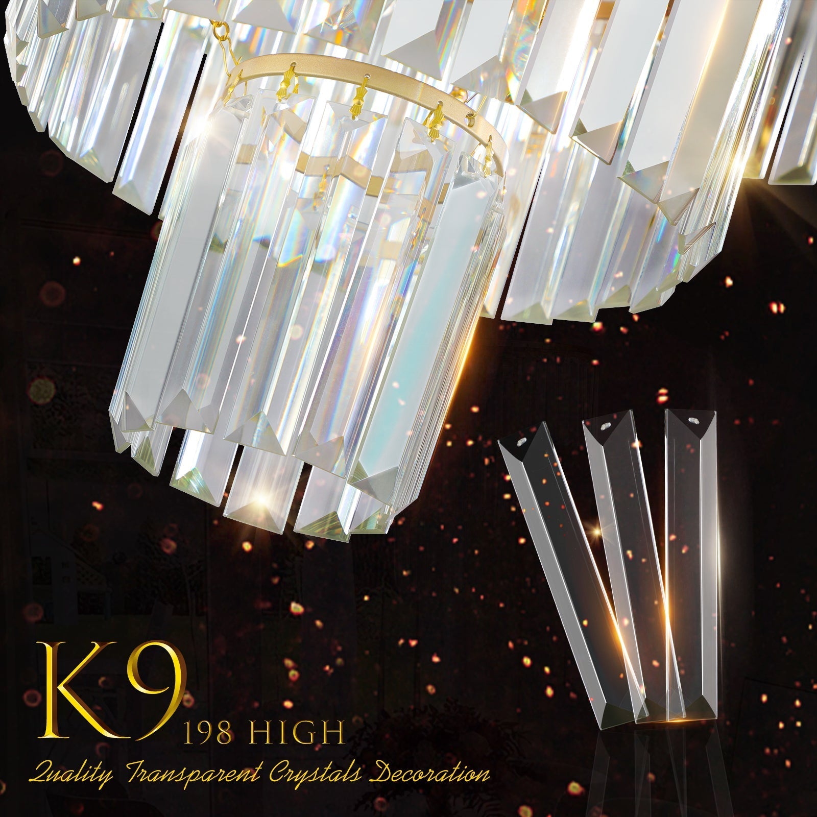 20' Modern Crystal Chandelier with Gold Finish