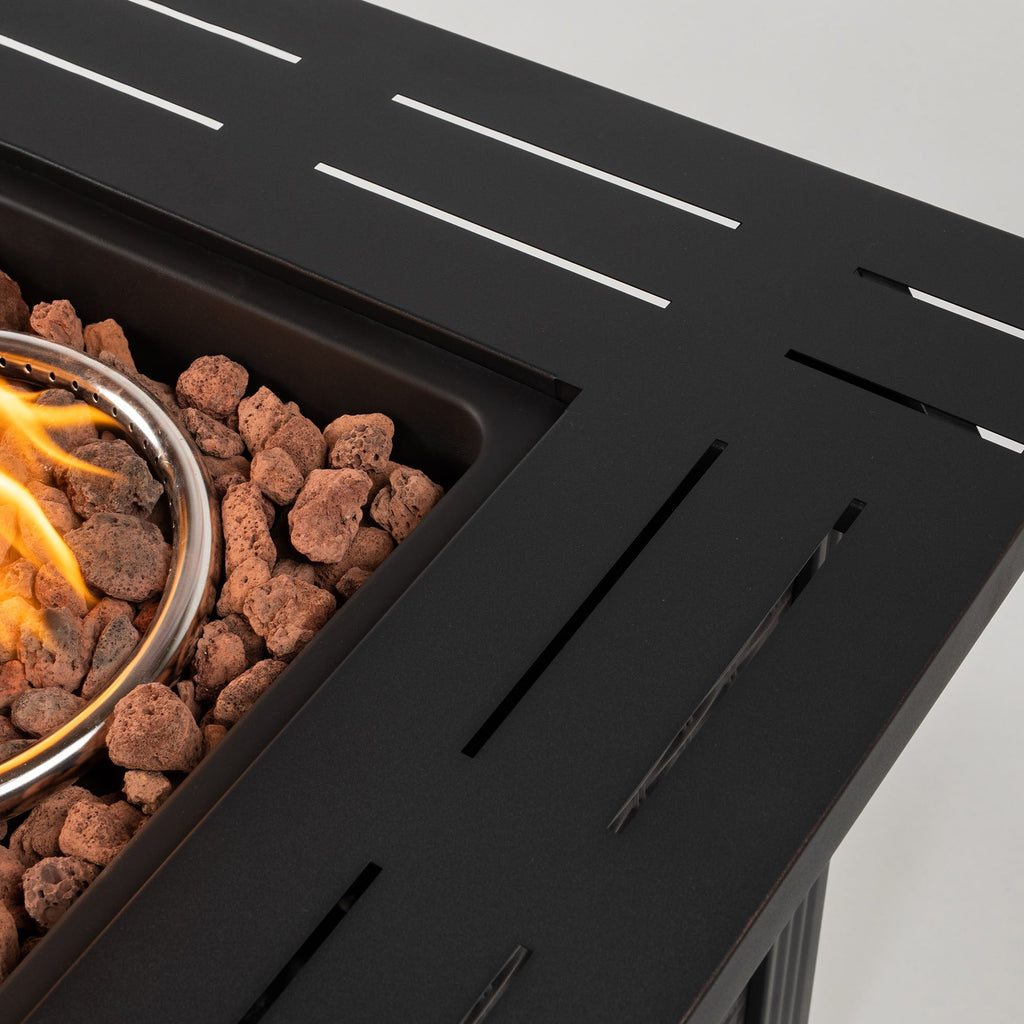 28" Propane Gas Fire Pit Table, 50000 BTU Square Steel Fire Pit