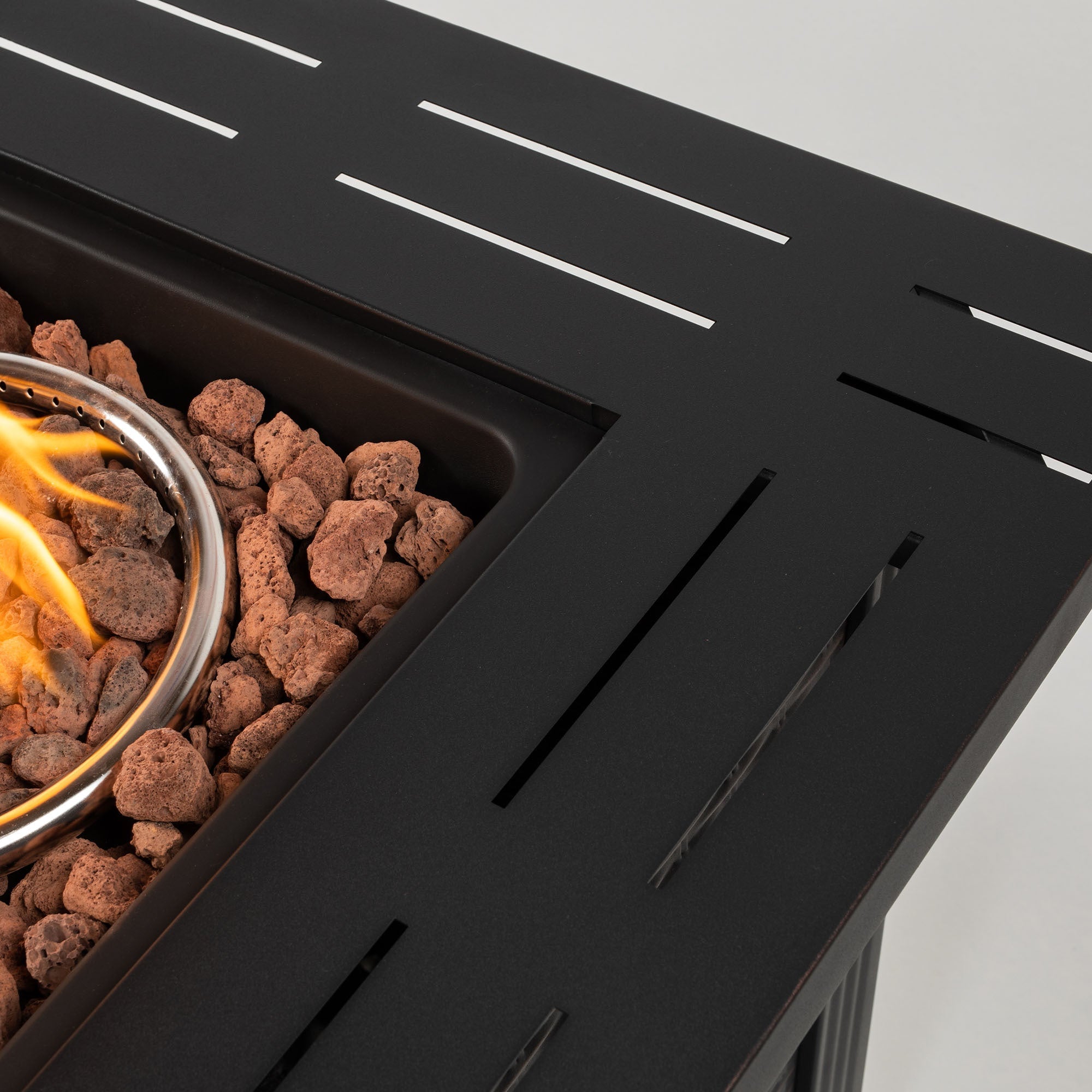 28" Propane Gas Fire Pit Table, 50000 BTU Square Steel Fire Pit