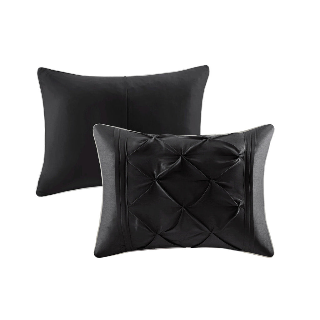 7 Piece Tufted Comforter Set Black California King