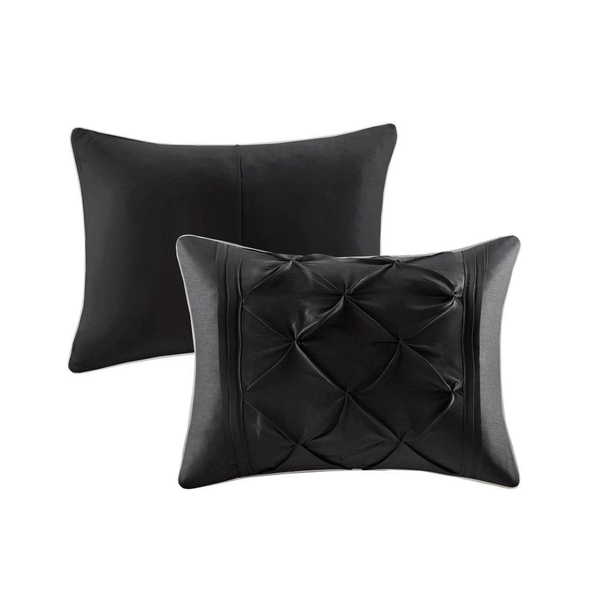 7 Piece Tufted Comforter Set Black California King