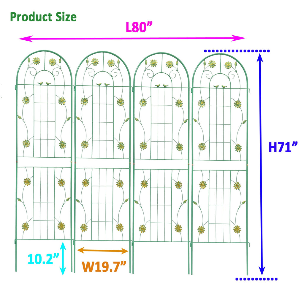 4 Pack Metal Garden Trellis 71" x 19.7" Rustproof Support