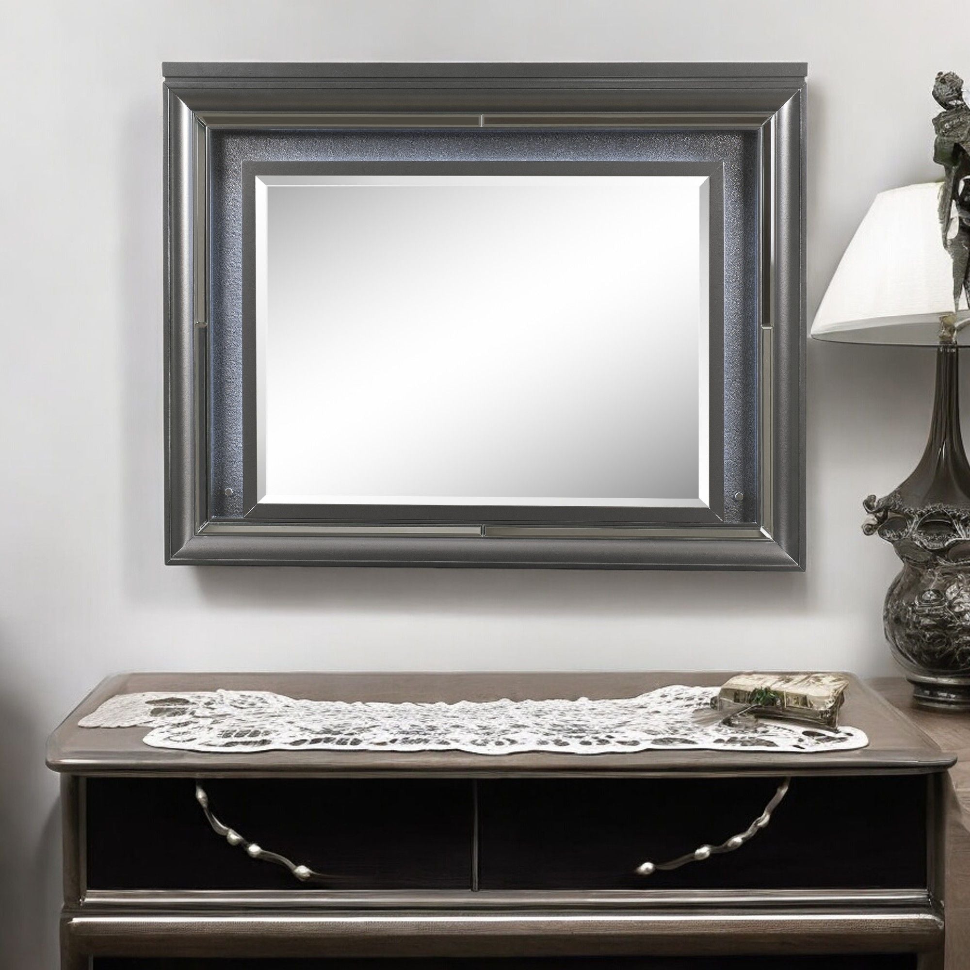 Sawyer Metallic Mirror With LED - Gray