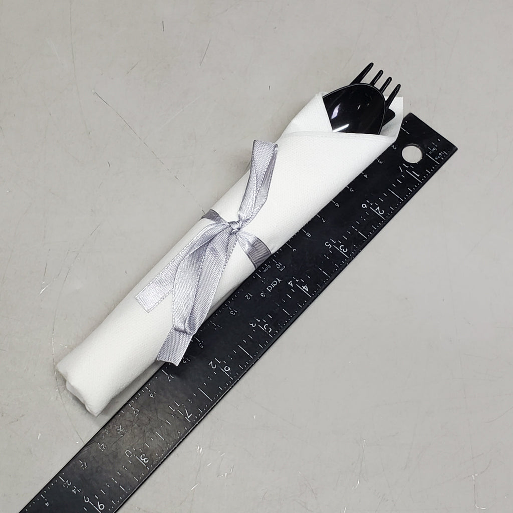 RESTAURANTWARE (100 Sets) Argento Black Plastic Cutlery Sets W/ Napkin 7.25" RWP0107LBW