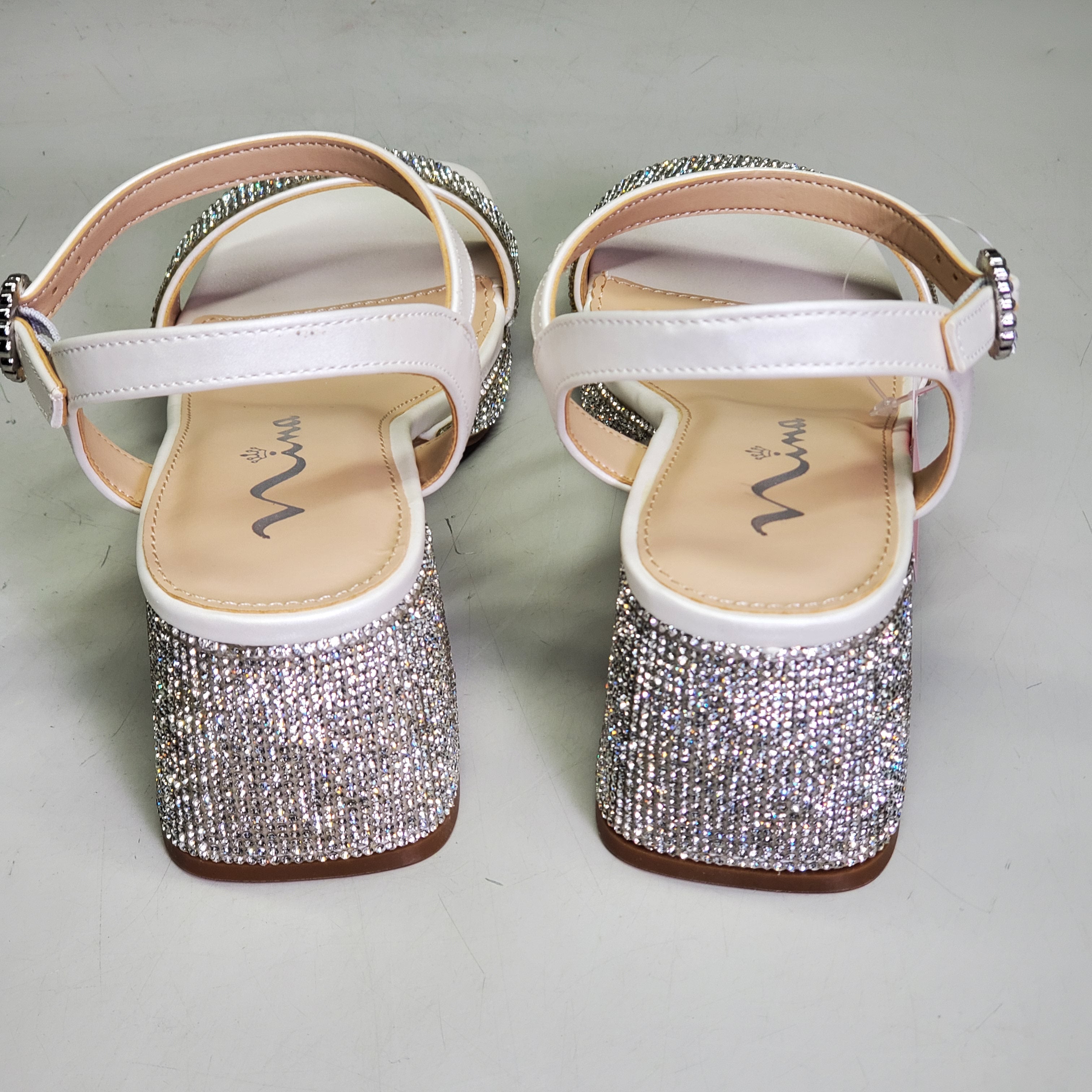 NINA Marysol Dress Sandals Girls SZ 5 M White Smooth / Stones K200652