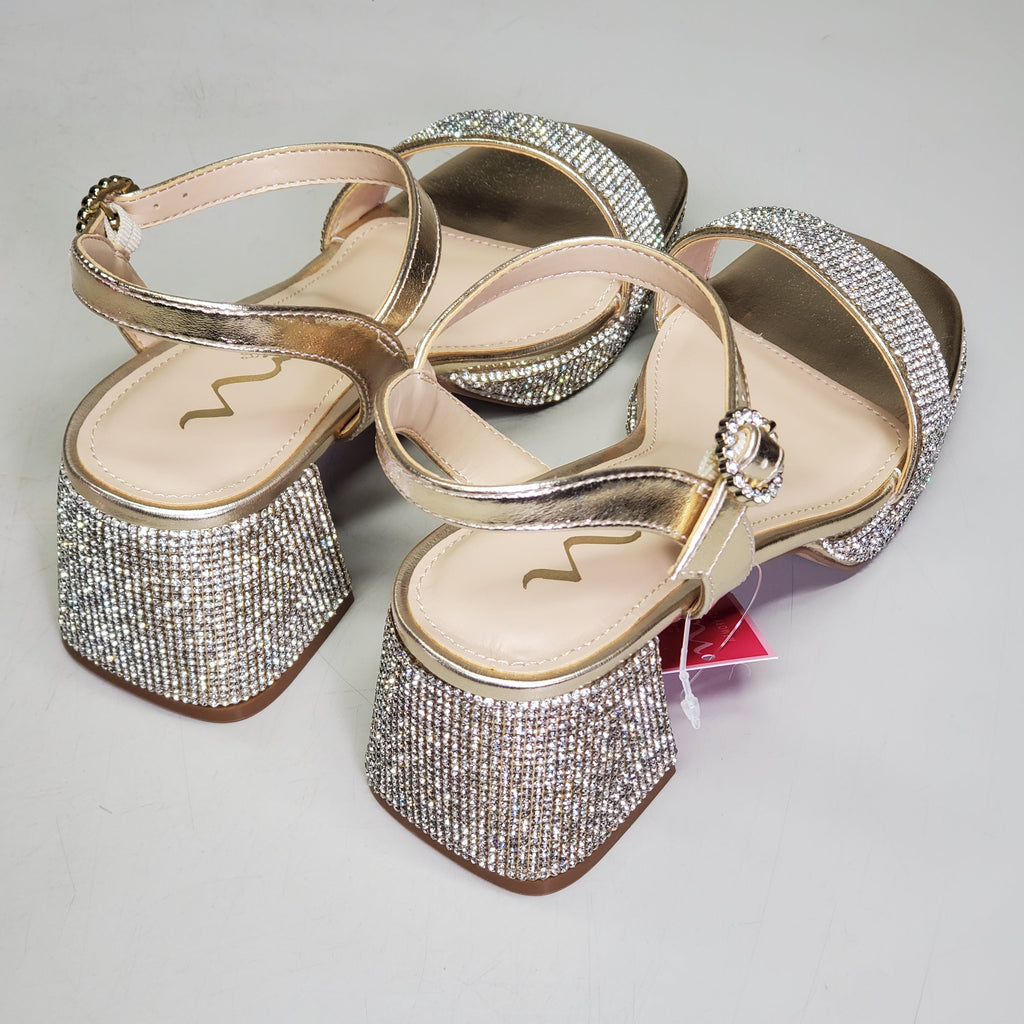 NINA Marysol Dress Sandals Girls SZ 2 M Gold Metal / Stones K200560