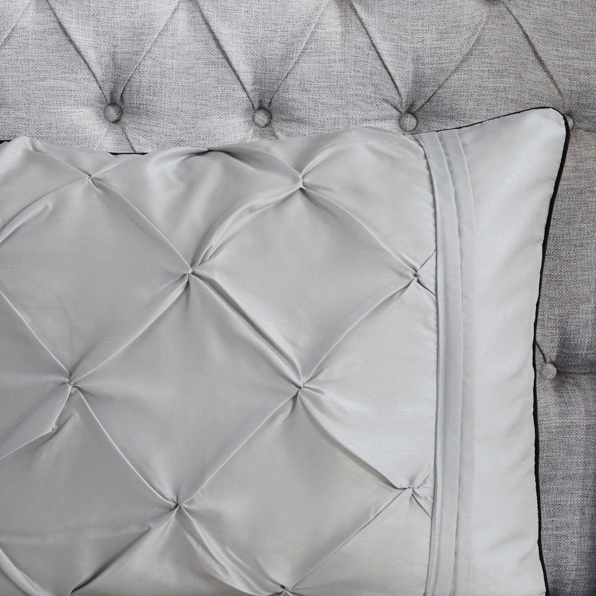 7 Piece Tufted Comforter Set Grey Full