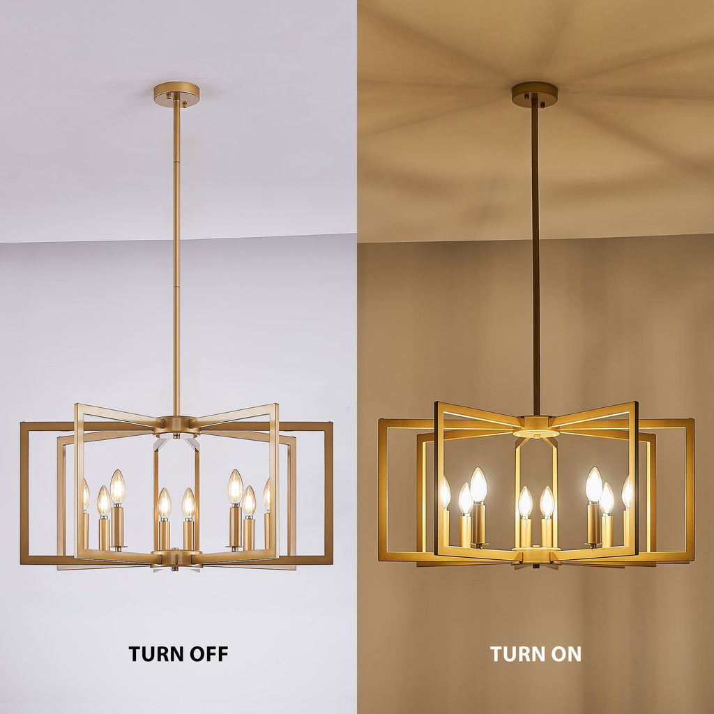 27' Modern Golden Geometric 8-Light Chandelier