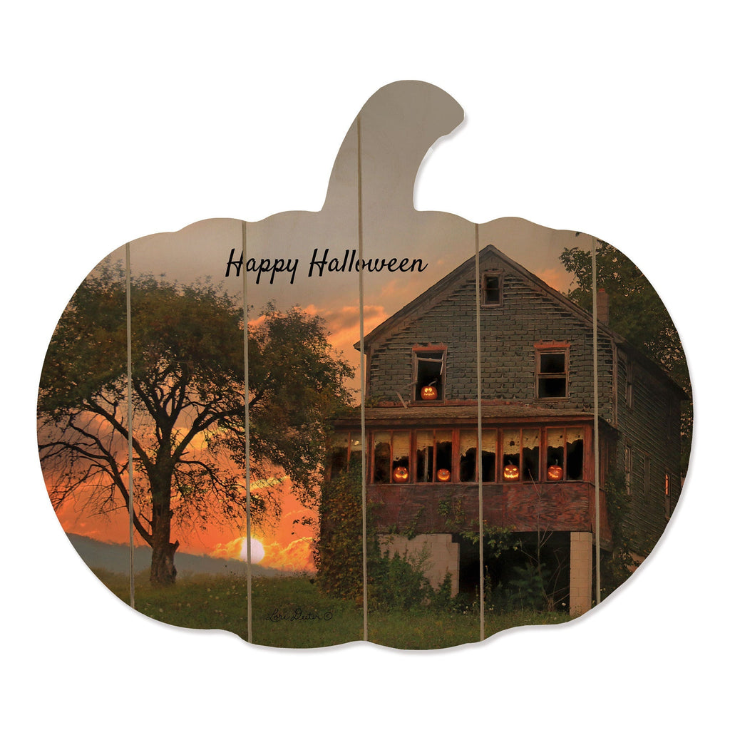 Happy Halloween Wooden Pumpkin Wall Art by Artisan Lori Deiter