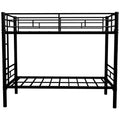 Metal Bunk Bed For Kids, Convertible Bedframe With Ladders & Guardrail