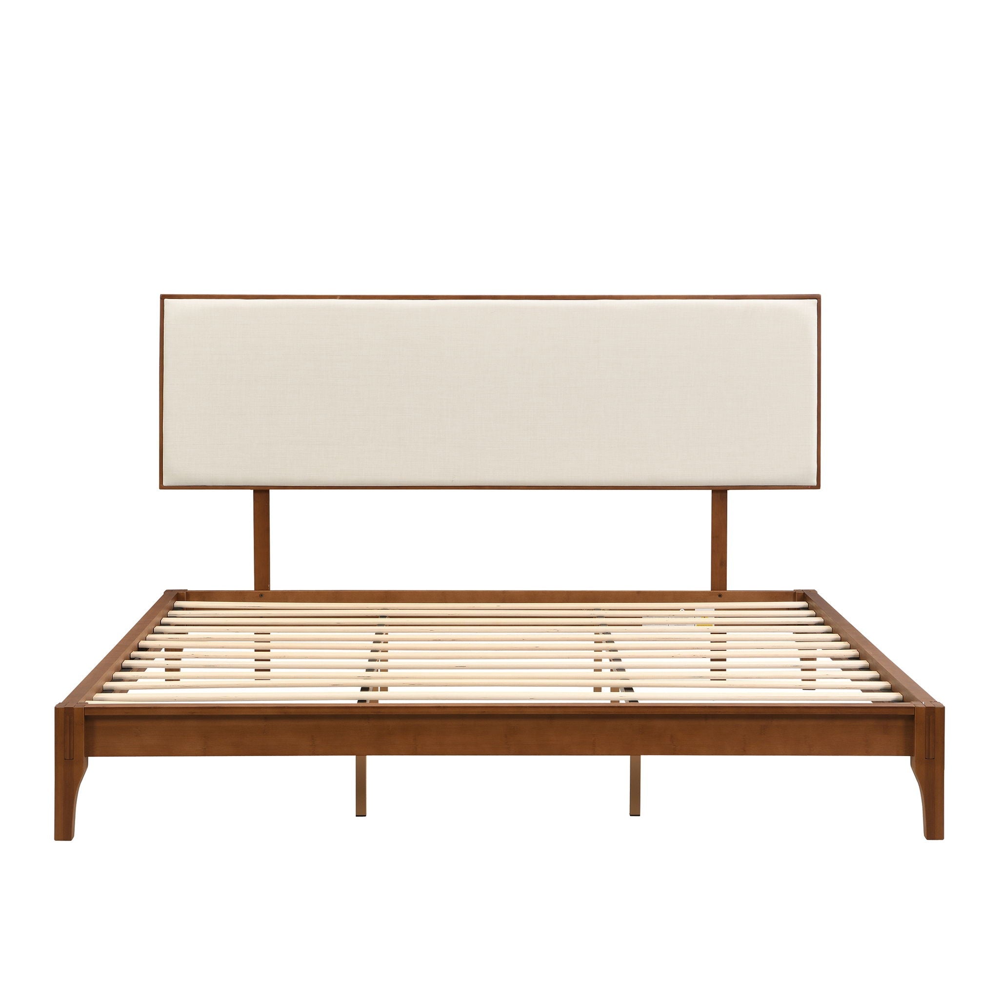 King Size Solid Dry Bamboo Wood 12" Platform Bed With Adjustable Bamboo Headboard - Brown
