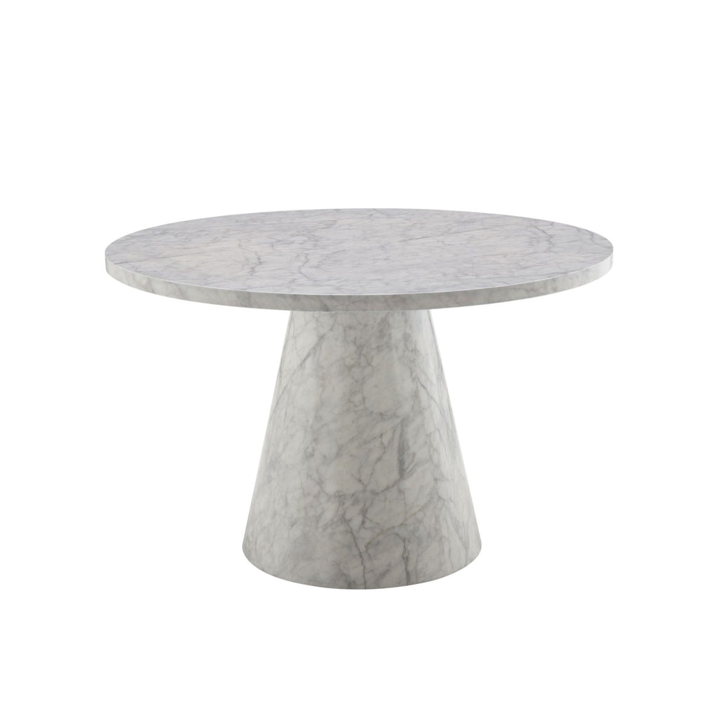 Kacey - Natural Engineered Stone Round Dining Table - Stone Gray